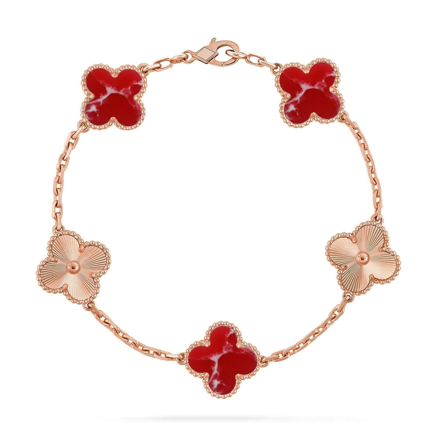 [Aura Jewels]New CLOVER 5 MOTIF RED PATTERN BRACELET COLLECTION