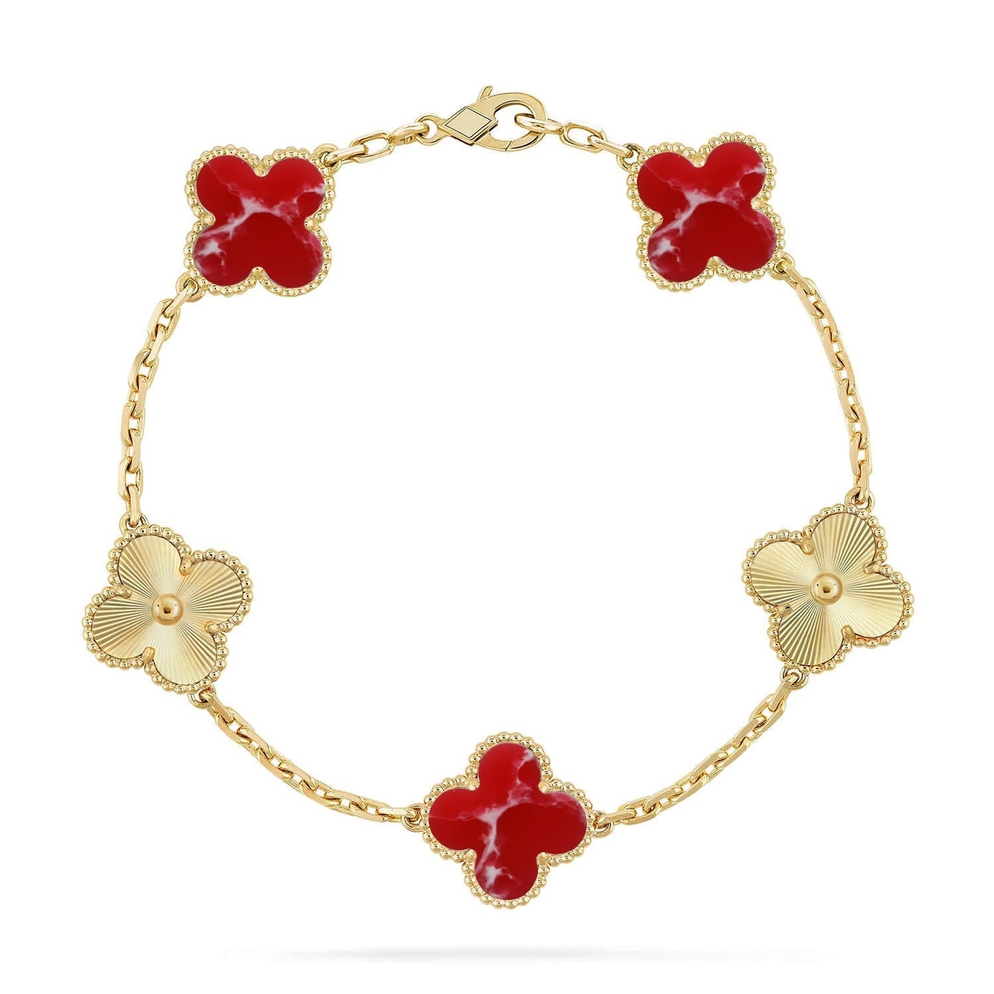 [Aura Jewels]New CLOVER 5 MOTIF RED PATTERN BRACELET COLLECTION