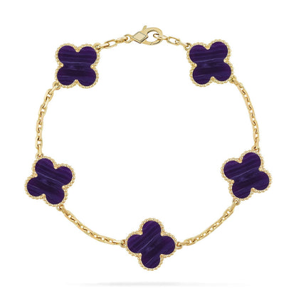 [Aura Jewels]New CLOVER 5 MOTIF PURPLE STRIPES BRACELET COLLECTION