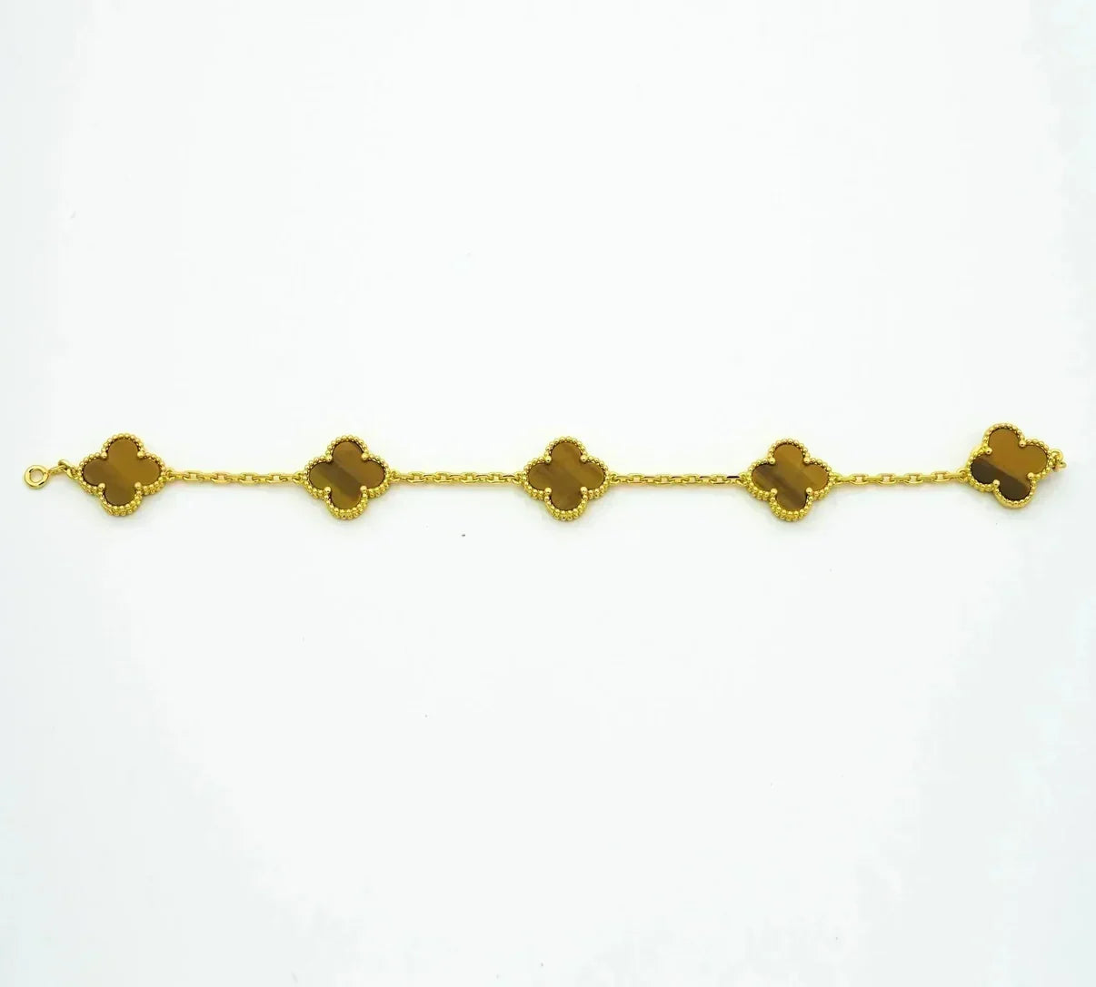 [Aura Jewels]New  CLOVER 5 MOTIFS TIGER EYE BRACELET COLLECTION