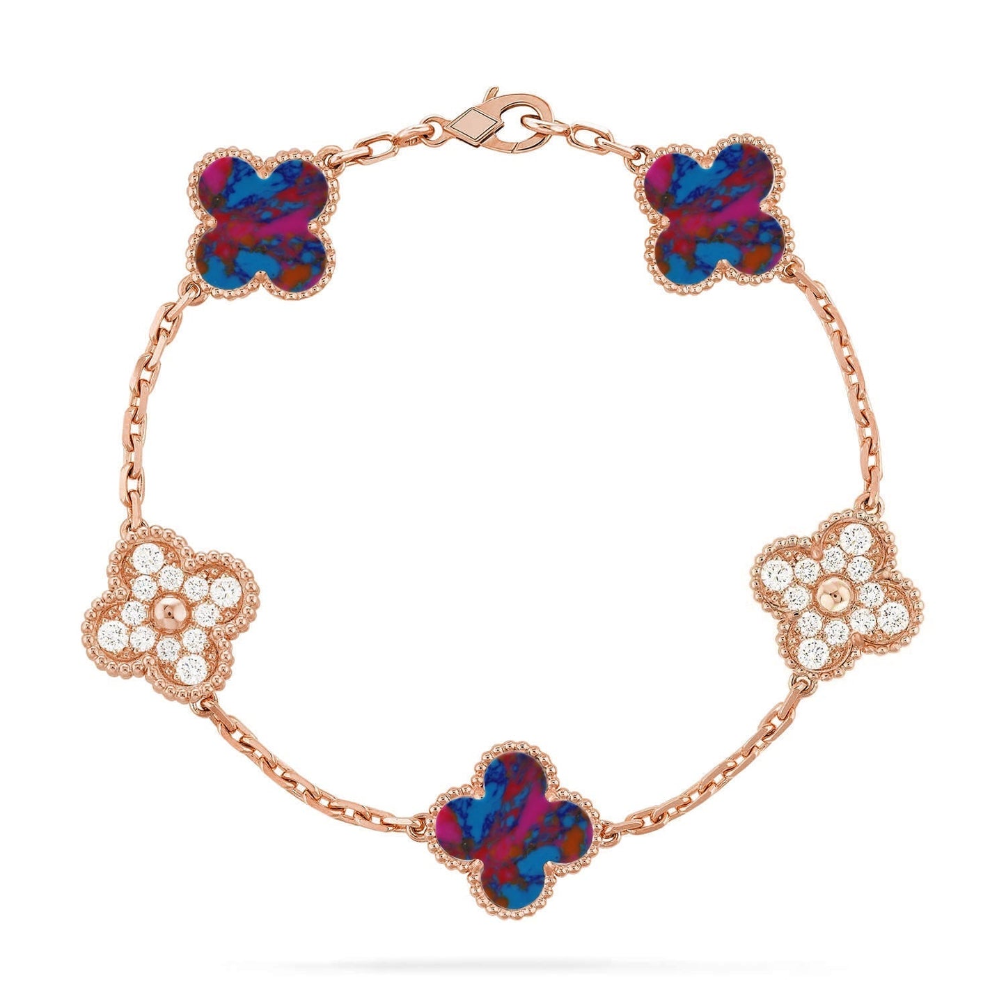 [Aura Jewels]New CLOVER 5 MOTIF COLOR GEMSTONES BRACELET COLLECTION