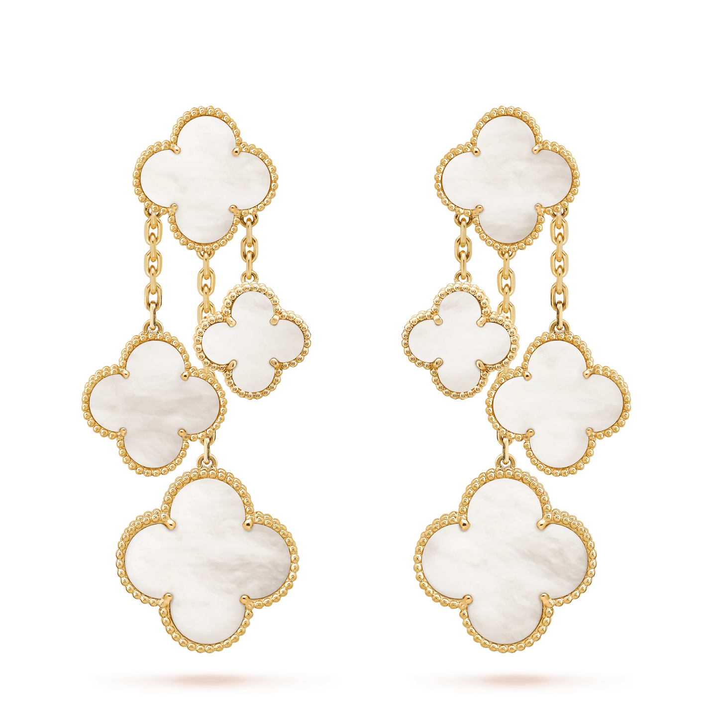 ¡®Aura Jewels¡¯CLOVER EARRINGS WHITE MOP 4 MOTIFS GOLD