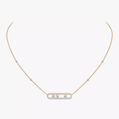 [Aura Jewels] Move Pave_ Rose Gold Diamond Necklace